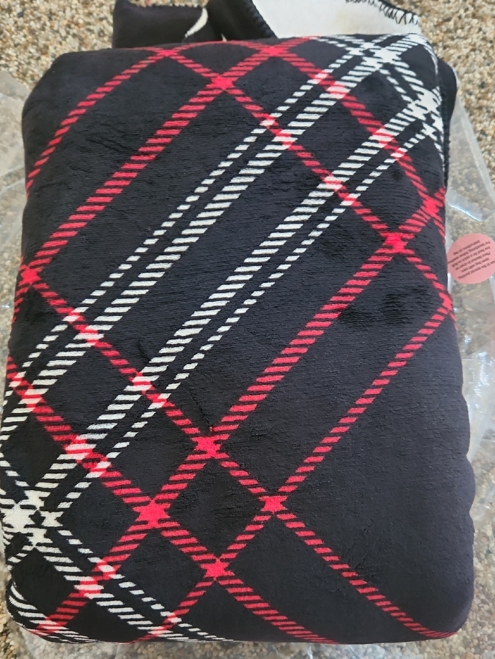Victoria's Secret Black and Red Plaid Sherpa Throw
